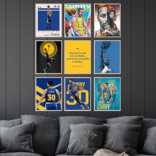 Miniatura 6 de BigWig Prints Póster de Steph Curry - Pósteres de baloncesto para dormitorio de niños, NBA Golden State Warriors, arte de pared de baloncesto,