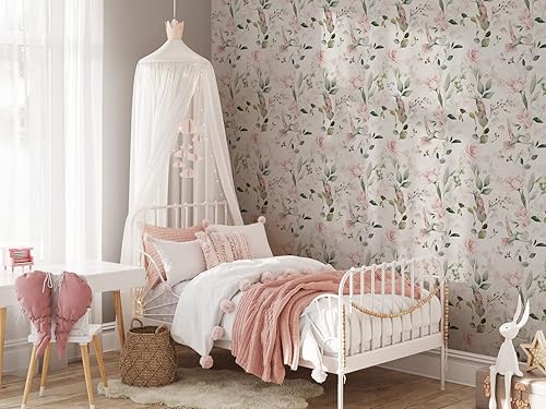 Miniatura 3 de Papel tapiz botánico rosa de colibríes, papel tapiz autoadhesivo extraíble para jardín, papel tapiz floral para despegar y pegar (muestra de 12