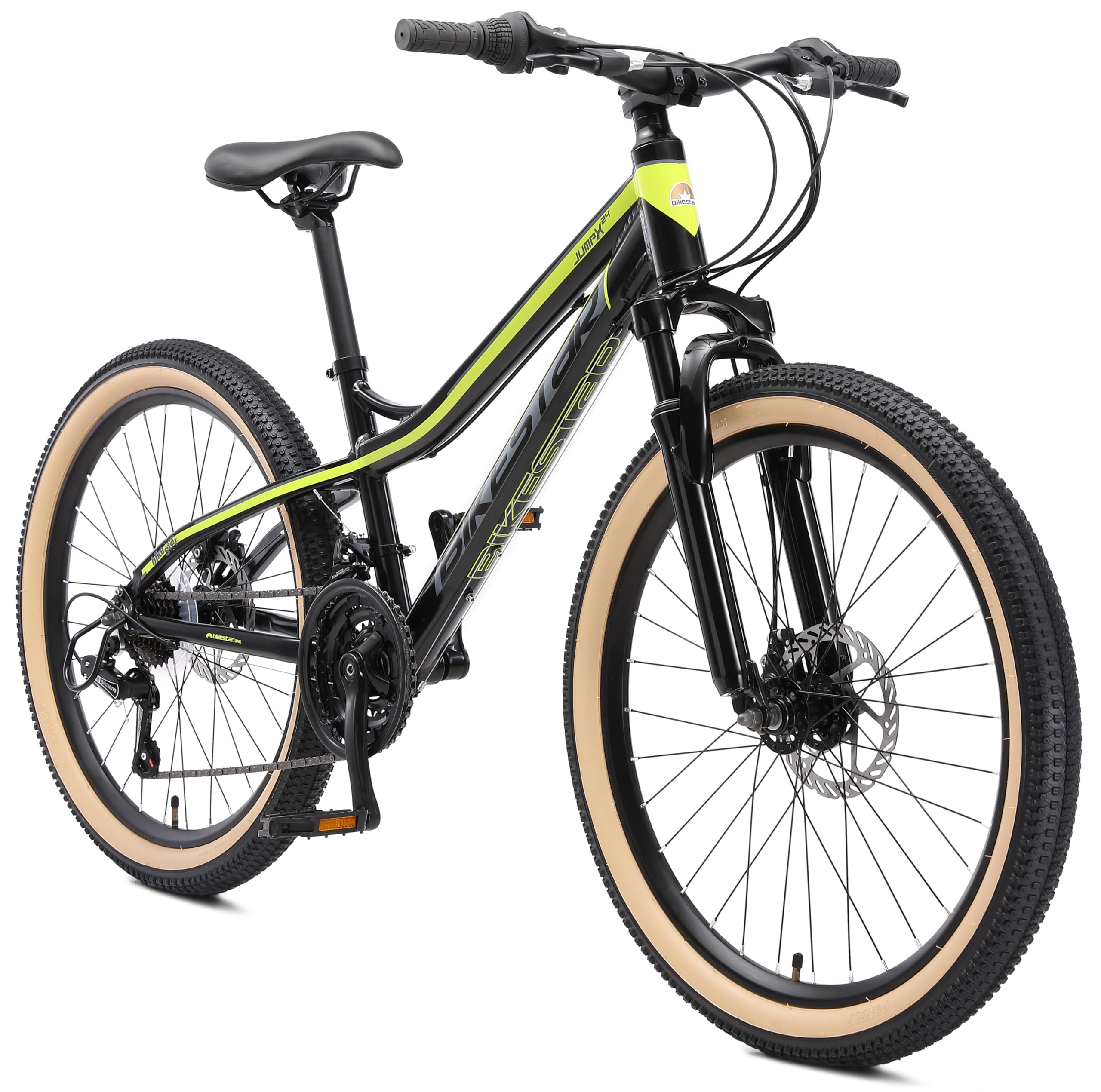 BIKESTAR Bicicleta de montaña de Aluminio Bicicleta Juvenil 24 Pulgadas de 10 a 13 años | Cambio Shimano de 21 velocidades, Freno de Disco, Horquilla de suspensión | niños Bicicleta
