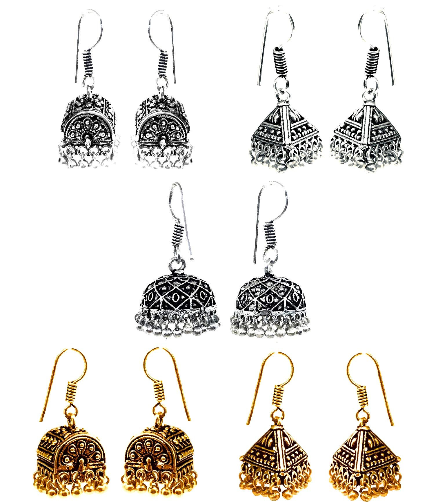OranGey Fashion Oxidised Gold and Silver Combo Of 5 Beautiful Jhumki Earrings For Women and Girls (B07YL7BV93) Amazon Price History, Amazon Price Tracker