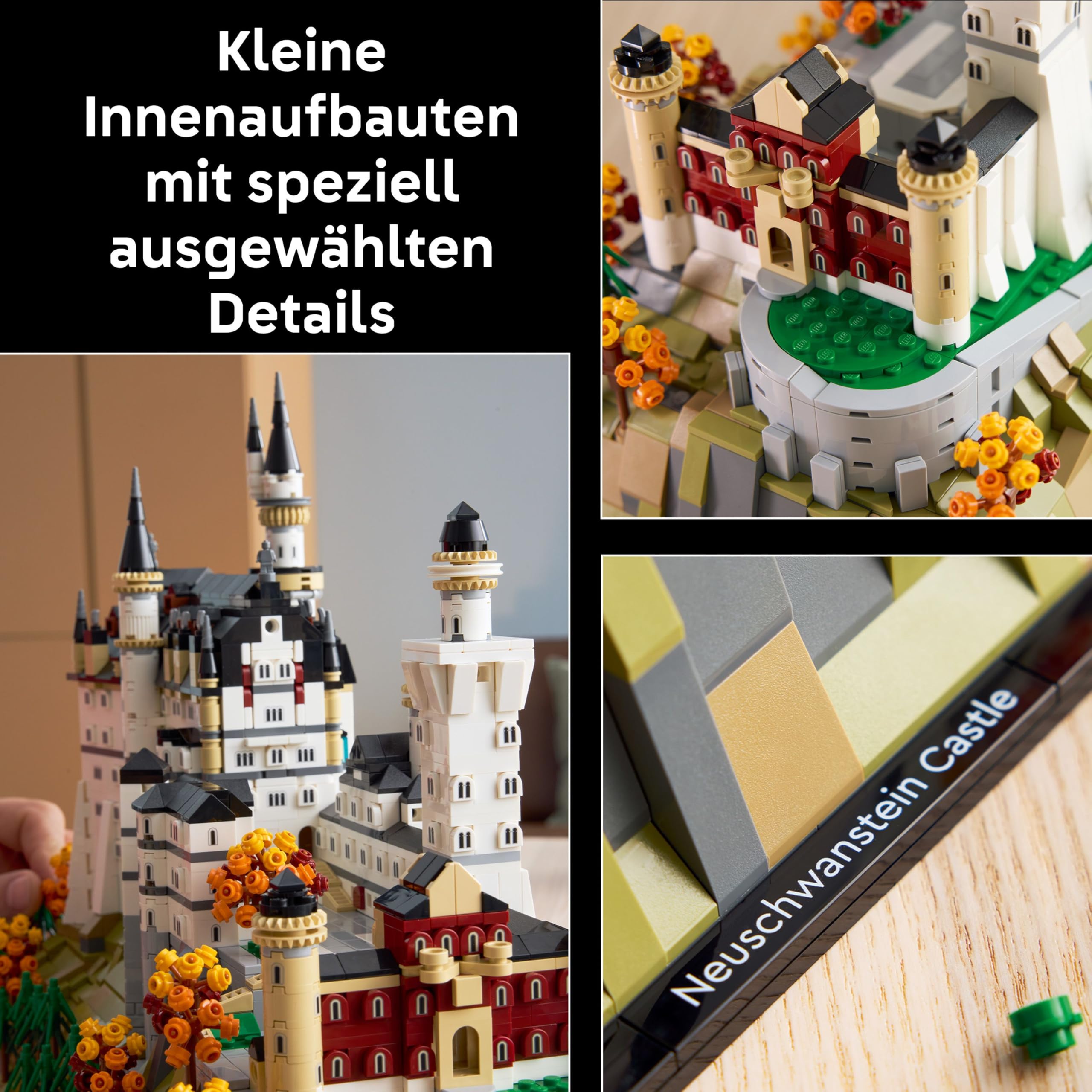 LEGO Architecture Schloss Neuschwanstein - 3D Puzzle für Erwachsene - Modellbau mit Türmen, Innenhöfen & detailliertem Innenraum - Historisches Geschenk für Fans - 21063