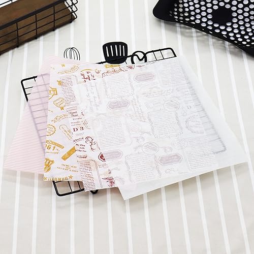 Miniatura 5 de 100 hojas de papel encerado, envolturas de delicatessen, bolsas de cestas, hojas de papel de delicatessen, papel de hornear cuadrados, papel