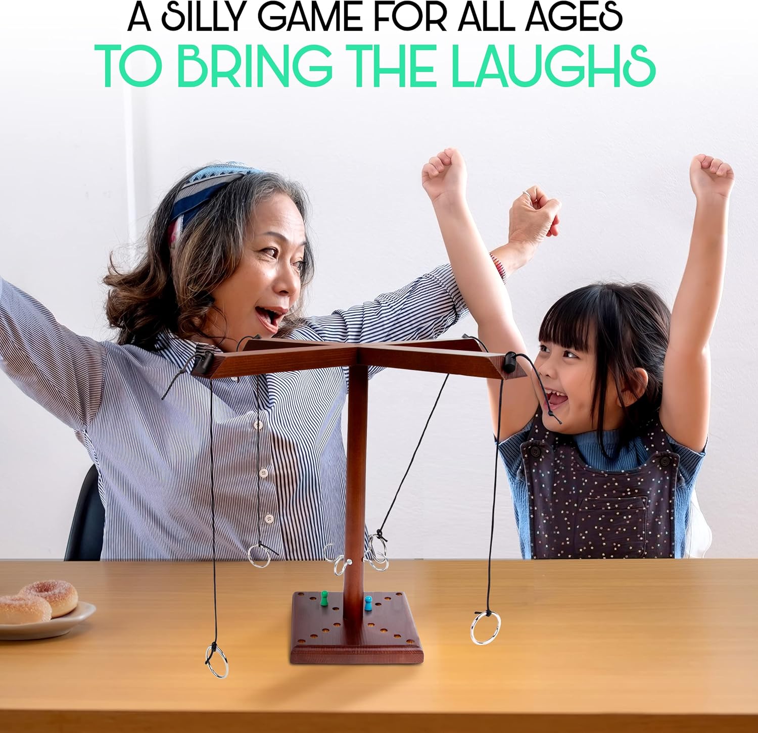 Hook and Ring Toss Game for Adults - Easy to Assemble Hook and Ring Game on a String is Fun for Whole Family - Wooden Hooks Game is Well Made to be Great Gift - No Hassle Ring Hook Game Tabletop : Sports & Outdoors