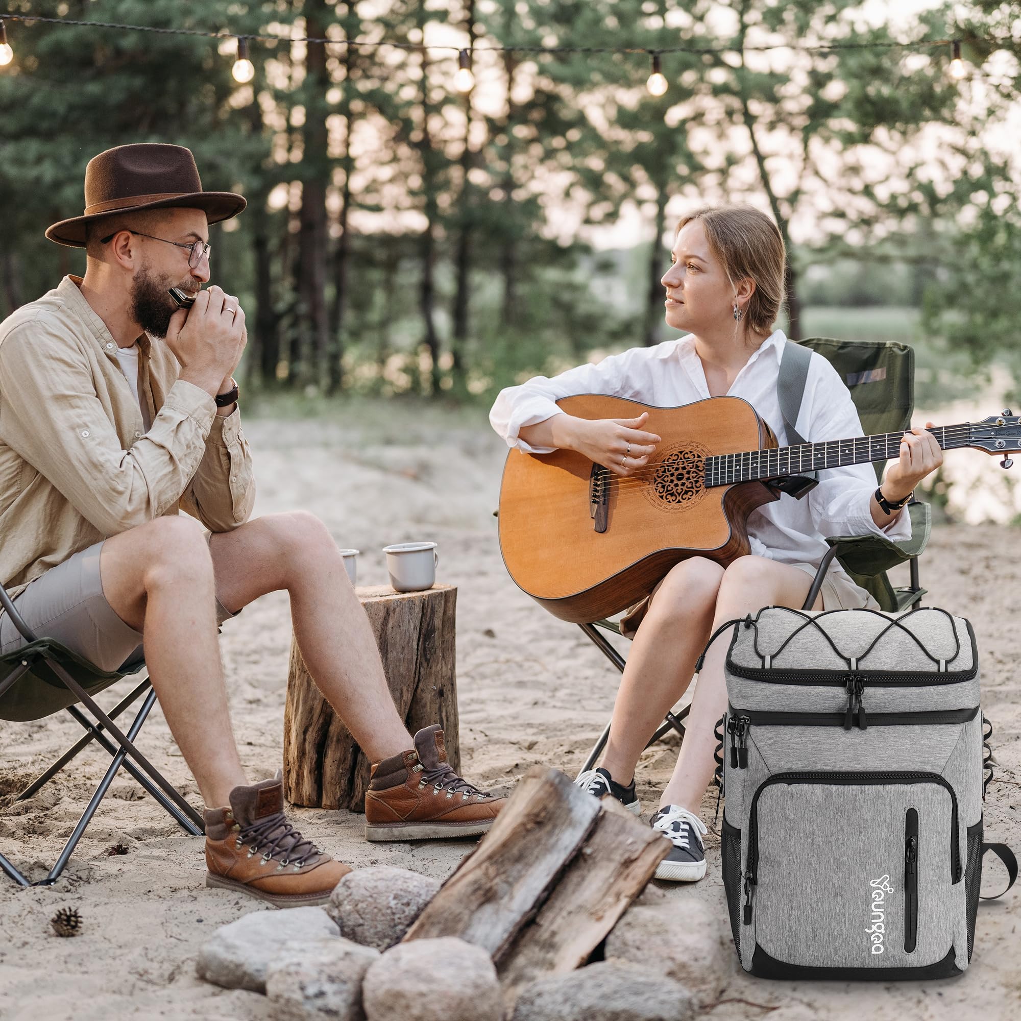 Borsa Termica Zaino Borsa Fredda Isolate per Picnic Campeggio Pranzo Spiaggia YG065 24L Grigio