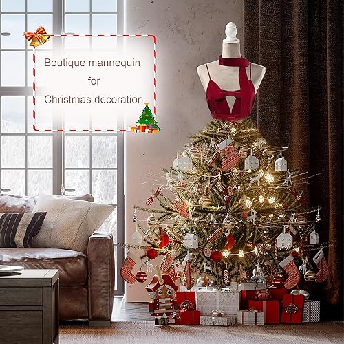 Miniatura 3 de HOMBOUR Forma de vestido de torso de maniquí femenino, cuerpo de maniquí de costura, maniquí ajustable con soporte de base de trípode de madera para