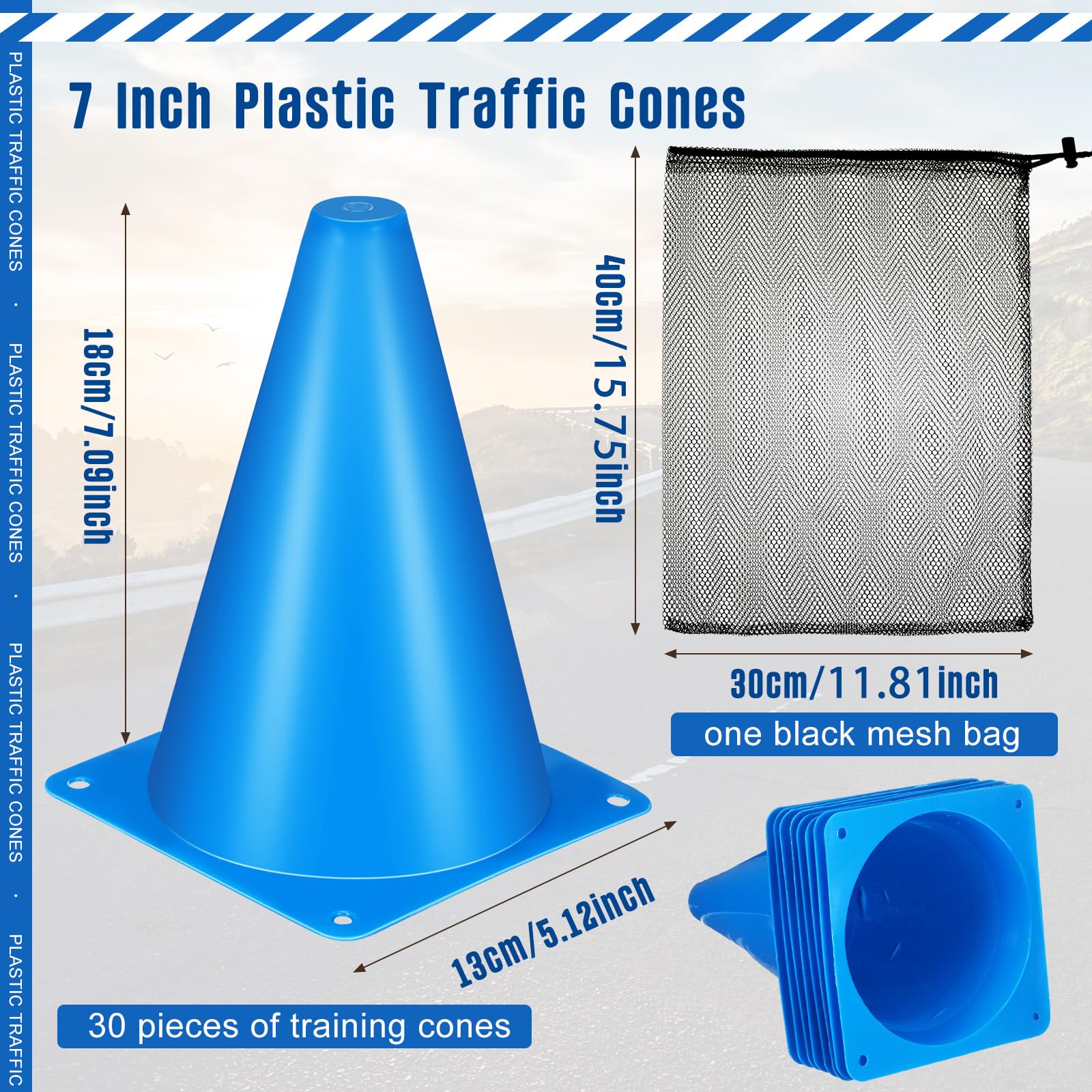 Syhood Confezione da 30 coni in plastica da 17,8 cm, per allenamento sportivo e agilità, mini coni per calcio, pattinaggio, calcio, basket, giochi al chiuso e all'aperto, attrezzature sportive