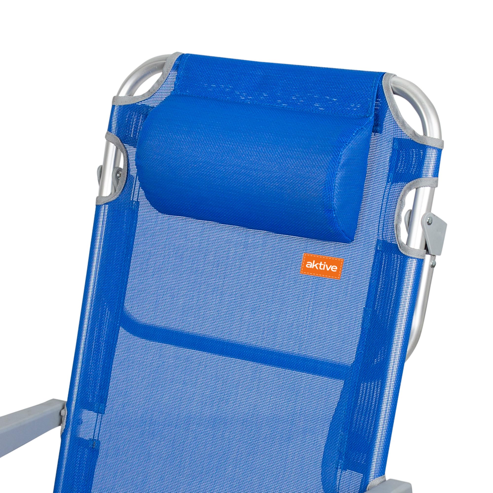 AKTIVE - Chaise Pliante, Multi-Position et en aluminium, Chaise de Plage Pliable, Mixte, 62608, Bleu Marine
