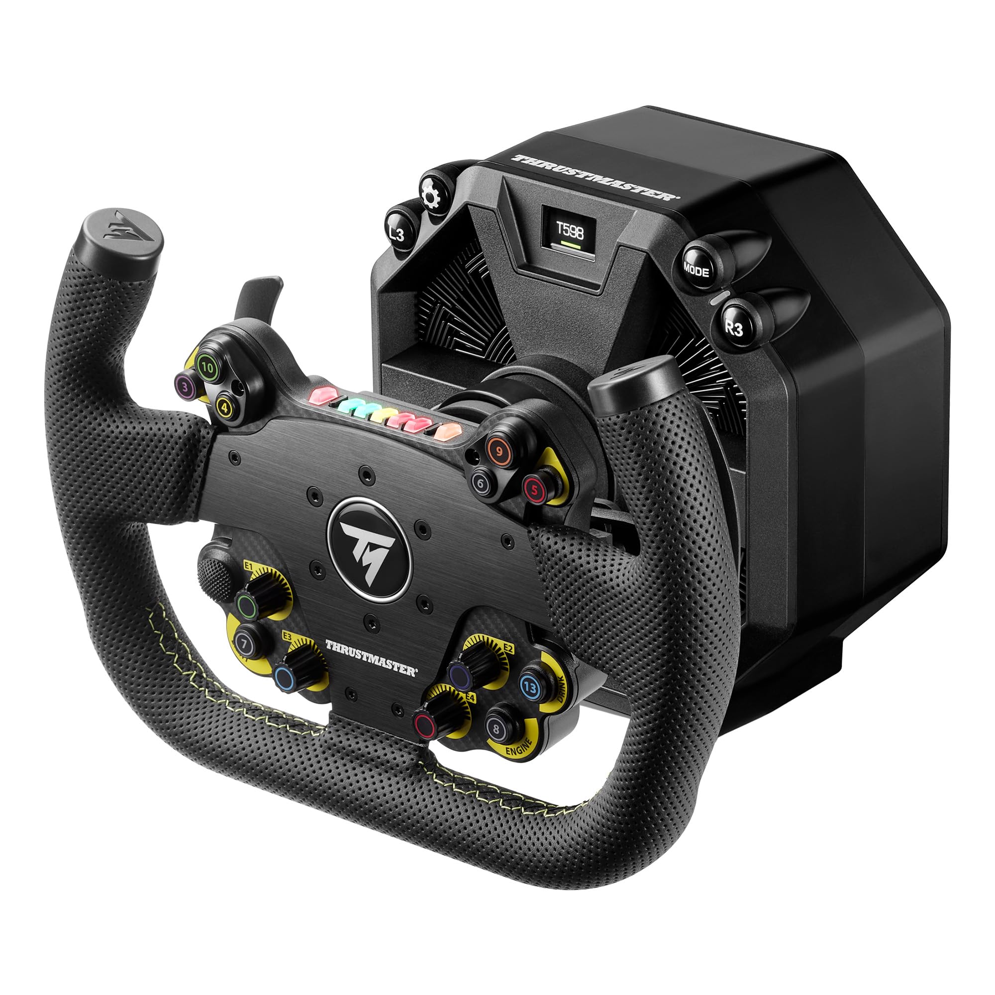 Thrustmaster EVO Racing 31U Leather - Aro de Volante Desmontable en Forma de "U" con Hub (Botones + LED) Revestido de Piel Sintética para Simracing - PS5, PS4, Xbox Series, Xbox One, PC