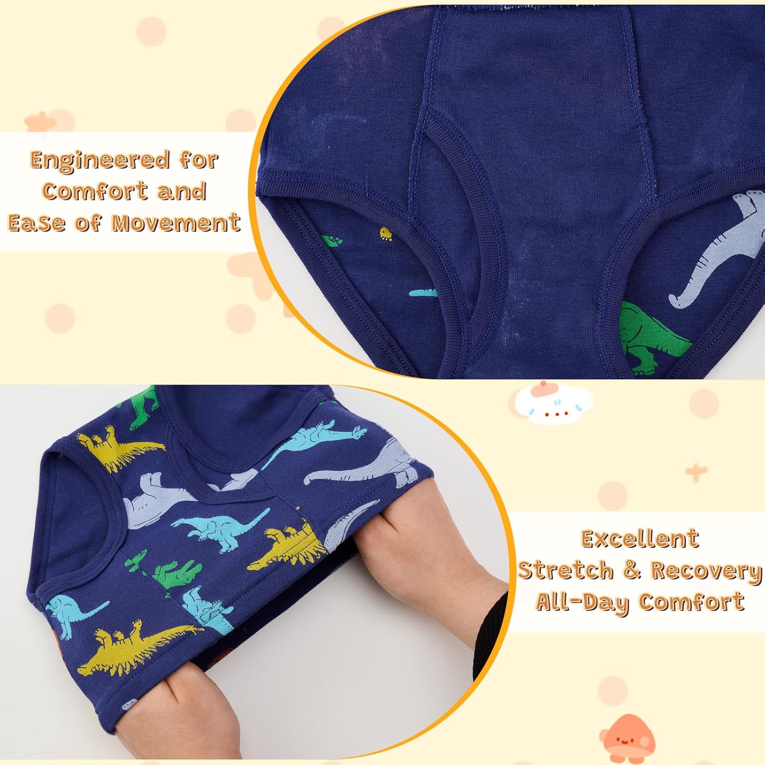 ANLUKE Boys Briefs Underwear 100% Cotton Soft Underwear for Toddler with Dinosaur Truck Ocean Patterns - Image 4