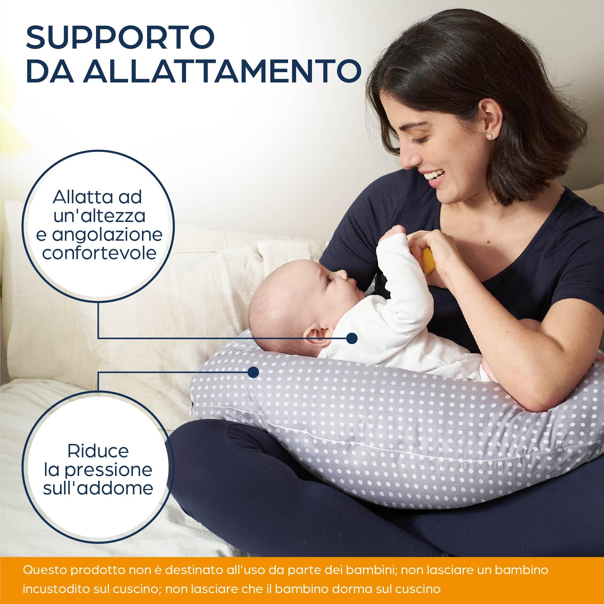 Niimo Cuscino Gravidanza e Allattamento per Dormire di lato con Cuscino Piccolo Multifunzionale Federa Esterna 100% Cotone Sfoderabile e Lavabile Uso Versatile (Grigio Pois Bianchi)