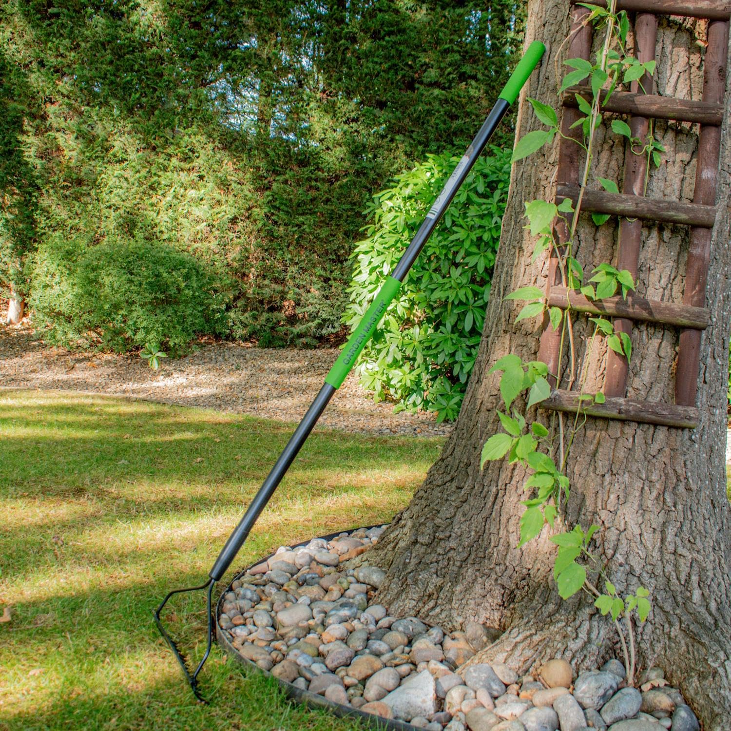 Rastrillo de jardín Resistente – Cabezal Grande de Acero al Carbono de 35,5 cm