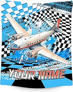 Boys Blanket Gifts, Personalized Kids Blanket with Name, Fluffy Flannel Throw for Son Grandson, Custom Airplane Gifts for Toddler, 30"x40"