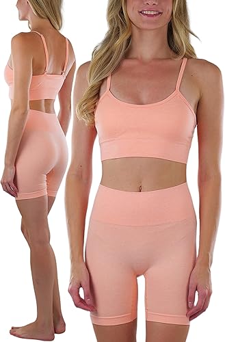 ToBeInStyle Women's Active and Lounging Crew T-Shirt or Cami Top and Matching Shorts Sets