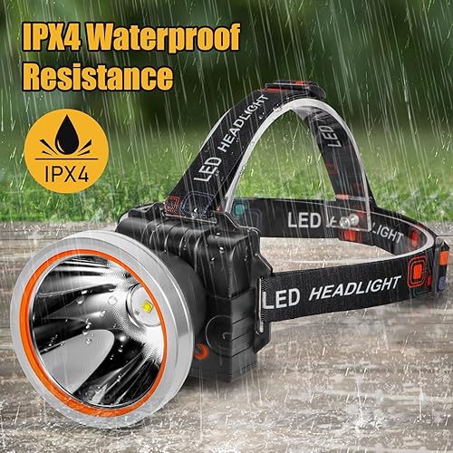 Vista 4 de Lokilo Linterna frontal LED ultra brillante, recargable de alto lúmenes e impermeable, con diadema ajustable para trabajo nocturno y uso al aire