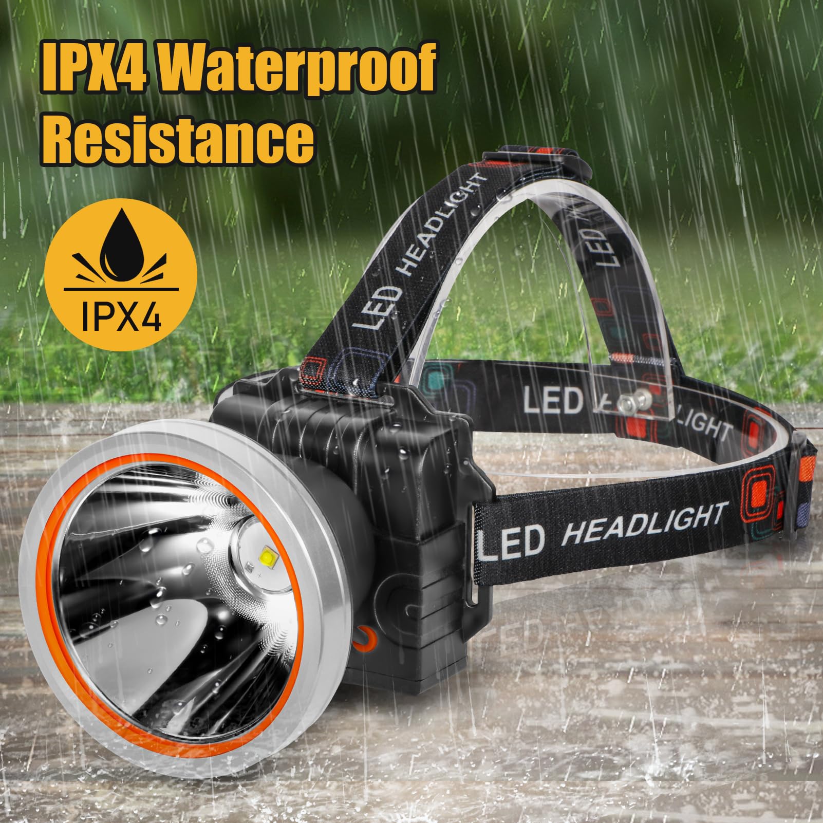 Lokilo Linterna frontal LED ultrabrillante, recargable de alto lúmenes e impermeable con diadema ajustable para trabajo nocturno y uso al aire libre (luz plateada-amarilla)