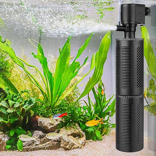 hygger Filtro interno sumergible para acuario de 30-70 galones, filtración en tanque con aireación para agua salada y filtros de tanque de peces de