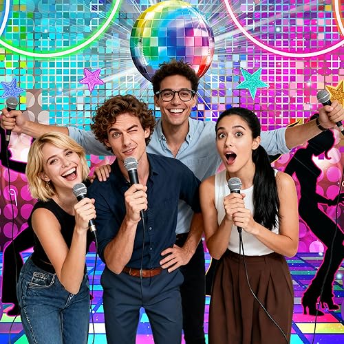 Miniatura 4 de Fondo de discoteca de 7 x 5 pies, fiesta retro brillante de los años 70, 80 y 90, fondo de baile temático, decoración de fiesta de discoteca,