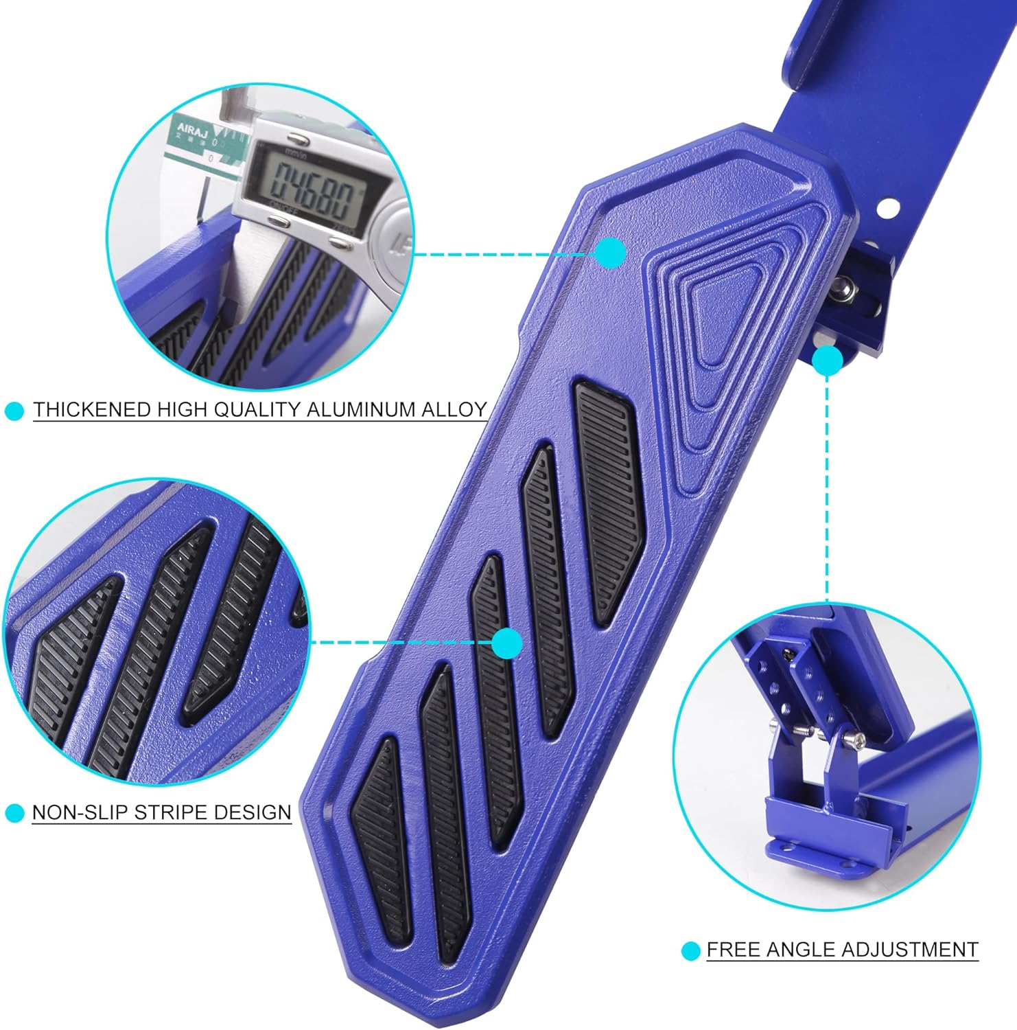 Aluminum Anti-Slip Dead Pedal Driver Foot Rest Pad Fit for 2018-2024 Jeep Wrangler JL JLU 4XE & Jeep Gladiator JT, Adjustable Left Side Kick Panel, Blue