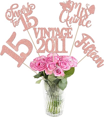 Miniatura 41 de 15 piezas de centro de mesa de feliz cumpleaños 13 palos oficiales para adolescentes vintage 2012 Hello 13 centros de mesa de flores palos saludos a