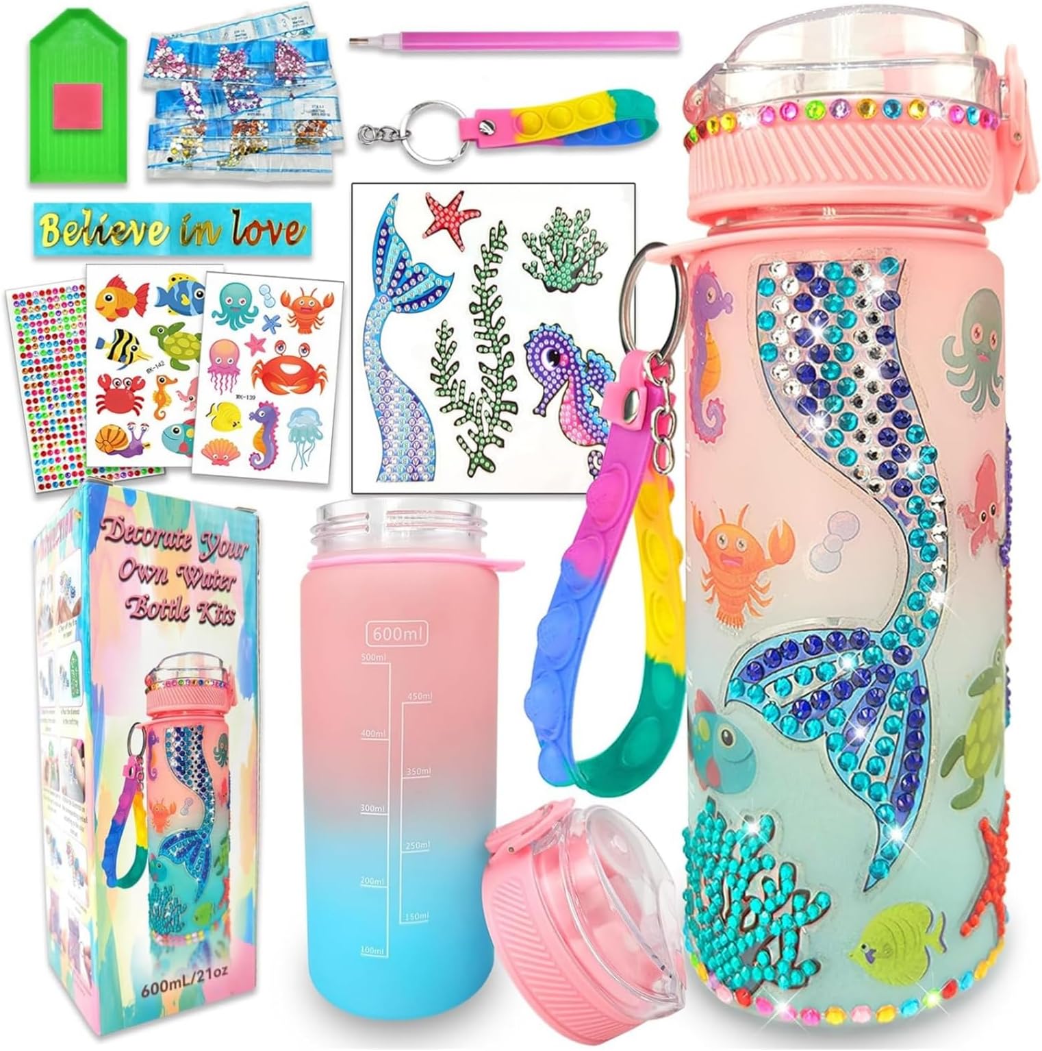 Gift for Girls, Unicorn Themed Gem Diamond Painting Crafts,6 Year Old Girl Gifts, Arts and Crafts Kits 8-9 Year Old Girl Gifts Birthday(Mermaid)