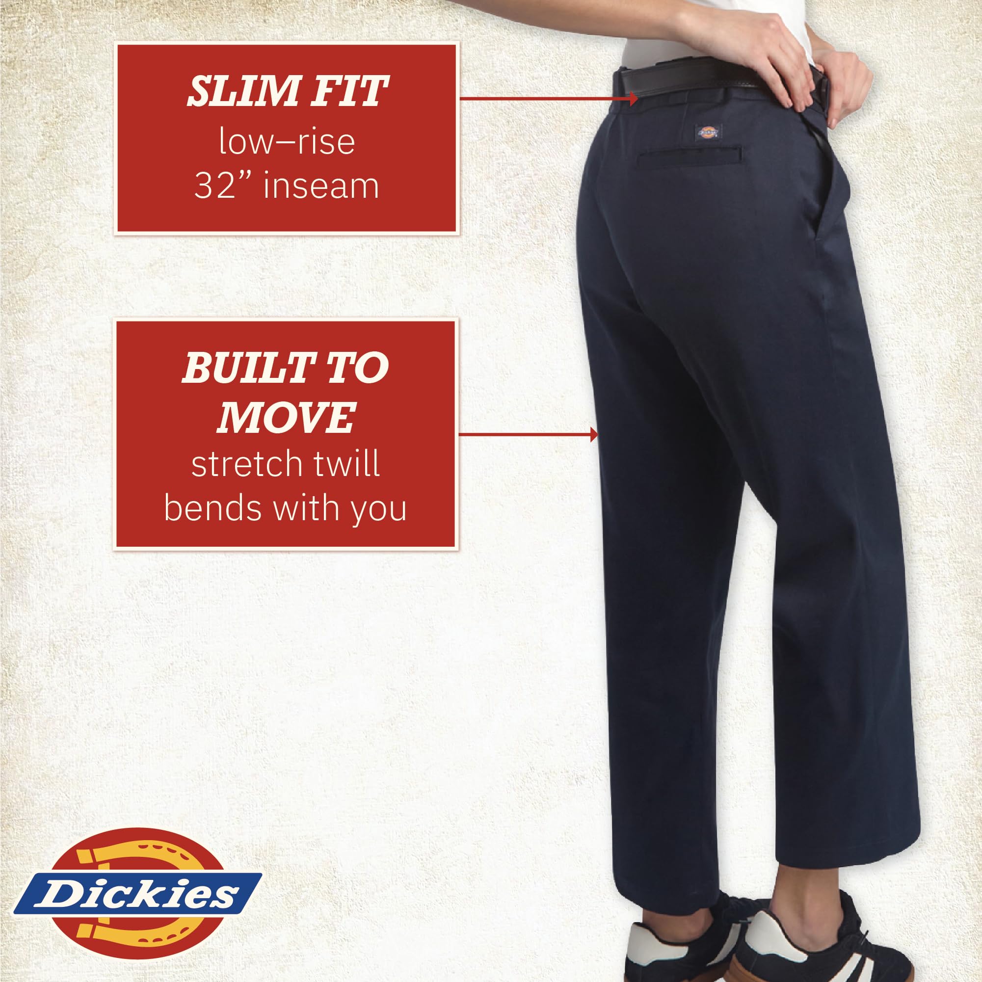 Dickies Original 774 Damen-Arbeitshose, tief geschnitten, schmale Passform, Stretch, Business, lässige und Utility-Hose