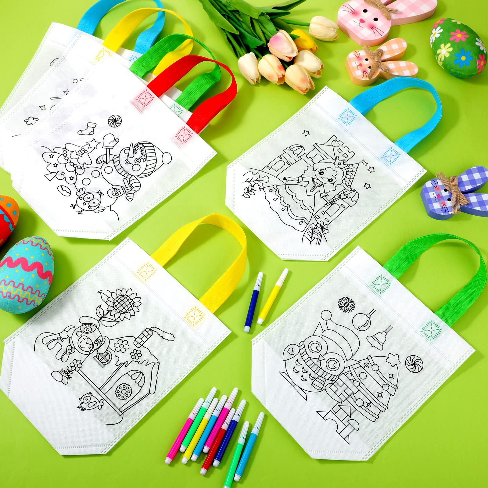 Felly 12 Mochilas Para Colorear Con 12 Acuarelas – Kit De Arte Infantil, Regalo Perfecto Para Cumpleaños, Guardería Y Colegio