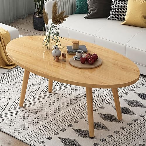 Mesa auxiliar ovalada, mesa auxiliar de madera moderna con patas de madera maciza, mesa auxiliar de exhibición de muebles pequeños, mesa de té de