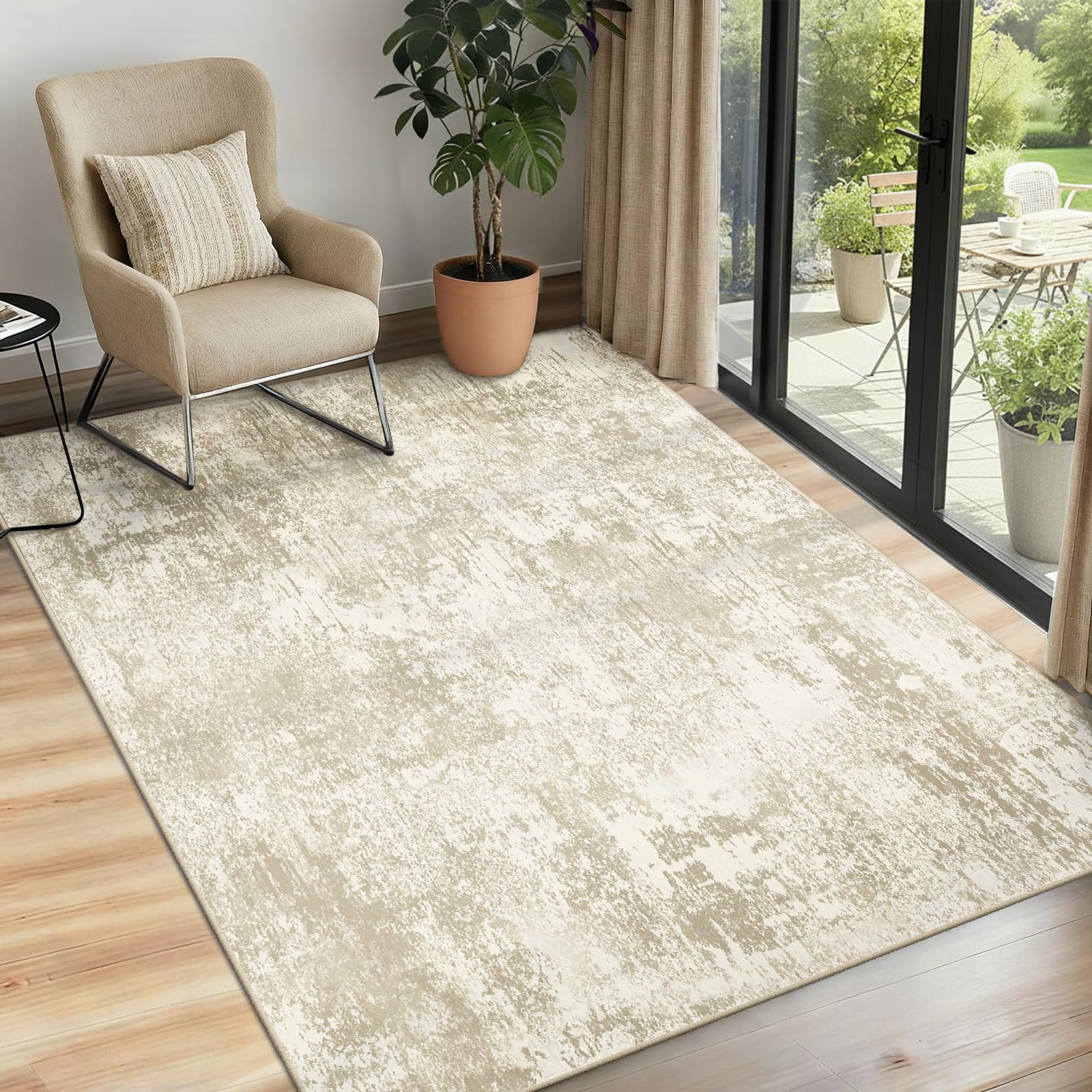 INOVADAY Waschbarer Teppich Wohnzimmer Moderne Abstrakt Teppich Schlafzimmer mit Weichem Kurzflor rutschfest Minimalistische Teppiche für Lounge Esszimmer