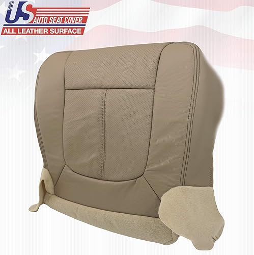Miniatura 6 de 2013 2014 compatible con Ford F250 Lariat cubierta de asiento de cuero perforada inferior del lado del conductor TAN