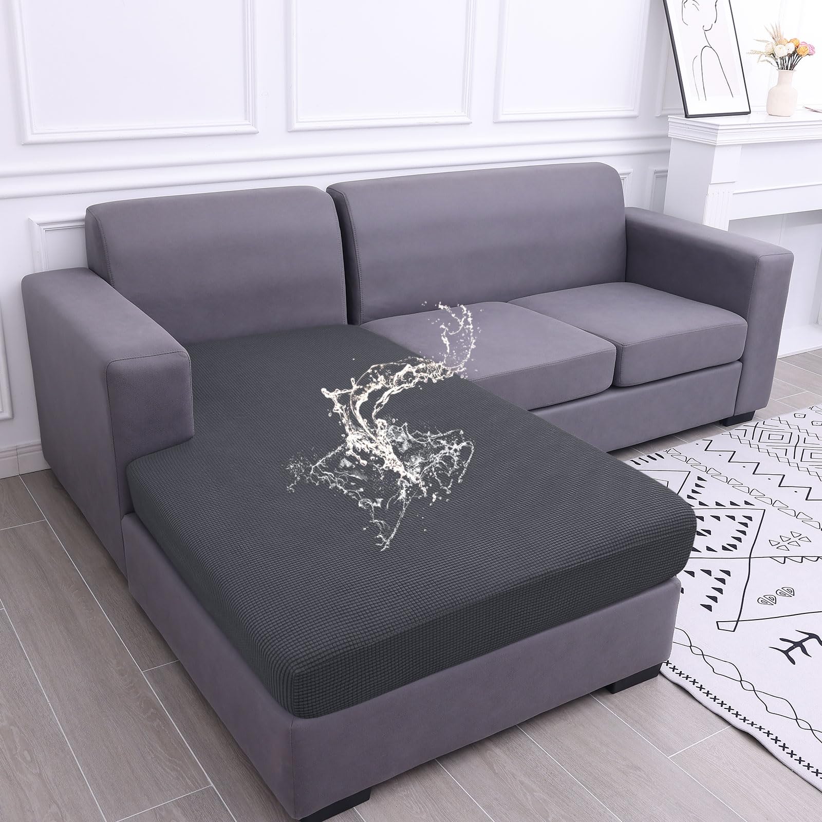hyha Waterproof Sectional Couch Covers, Non Slip Sofa Cushion Covers