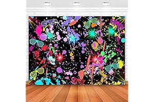 Avezano Neon Paint Splatter Backdrop for 80s and 90s Themed Parties