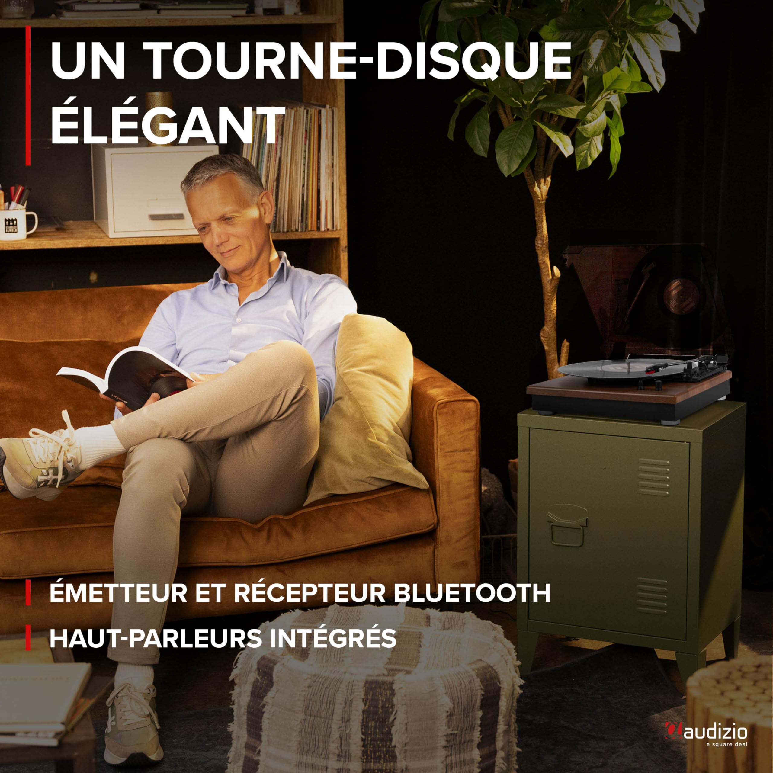 Audizio RP112AL Platine Vinyle Bluetooth in & Out - Chêne, Haut-parleurs stéréo intégrés, Lecture disques 33, 45 et 78 Tours, Une Platine idéale pour décorer et écouter Vos vinyles