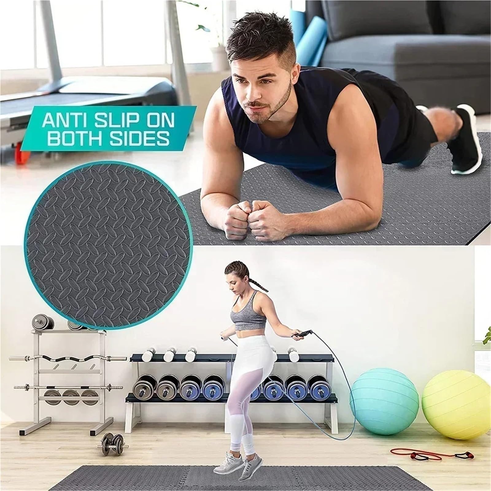 Tappeto Da Fitness A Puzzle Tappetini antiscivolo in piastrelle EVA ad incastro da 4~20 pezzi for palestra domestica