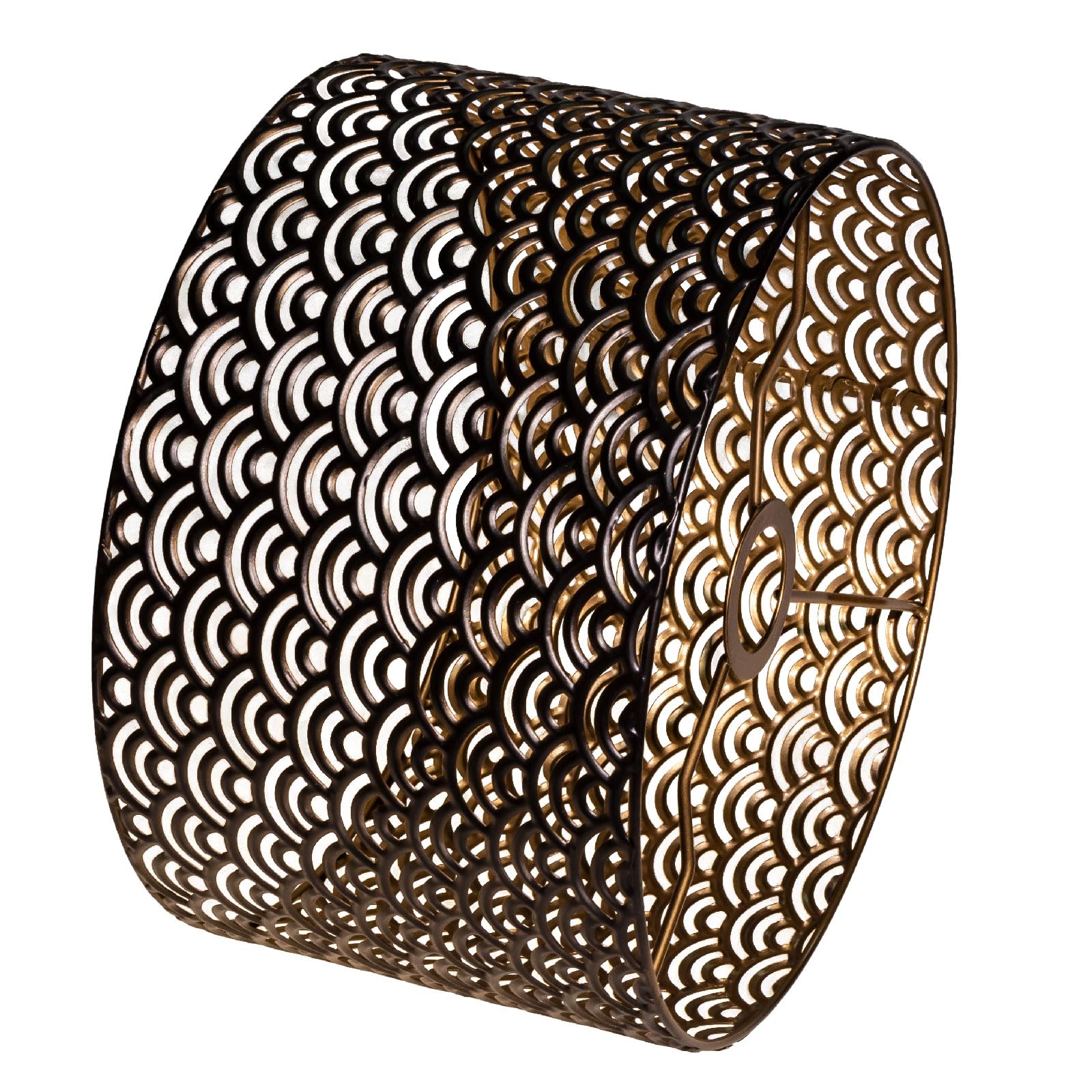 Paralume vintage in metallo, nero oro, intagliato/Rotondo, a tamburo, per lampada da terra, lampada a sospensione, lampada da tavolo, lampada da soffitto