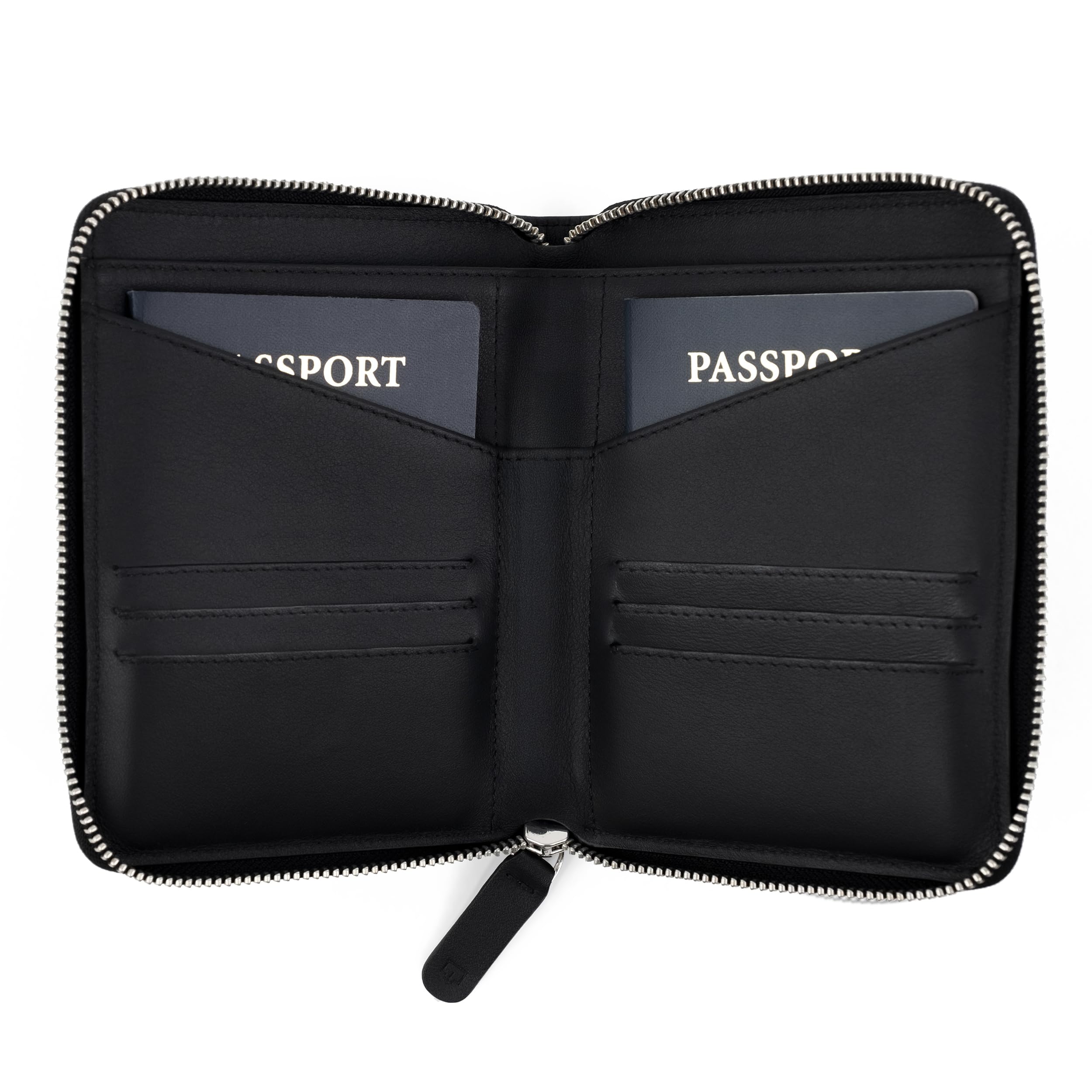 Portefeuille double passeport, noir, Classique