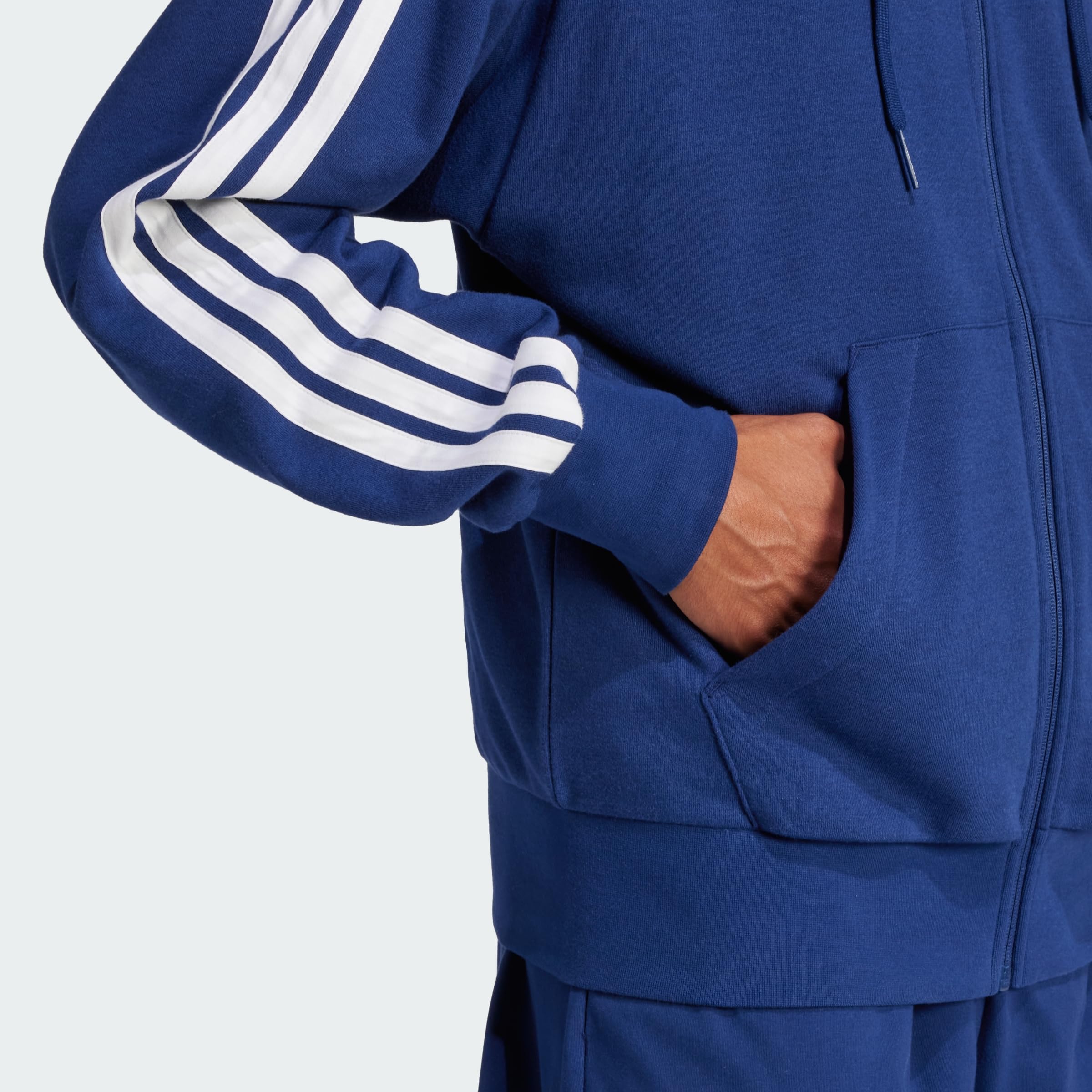 adidas Essential Three Stripes French Terry Fullzip Hoodie Felpa con Cappuccio Uomo (Pacco da 1)