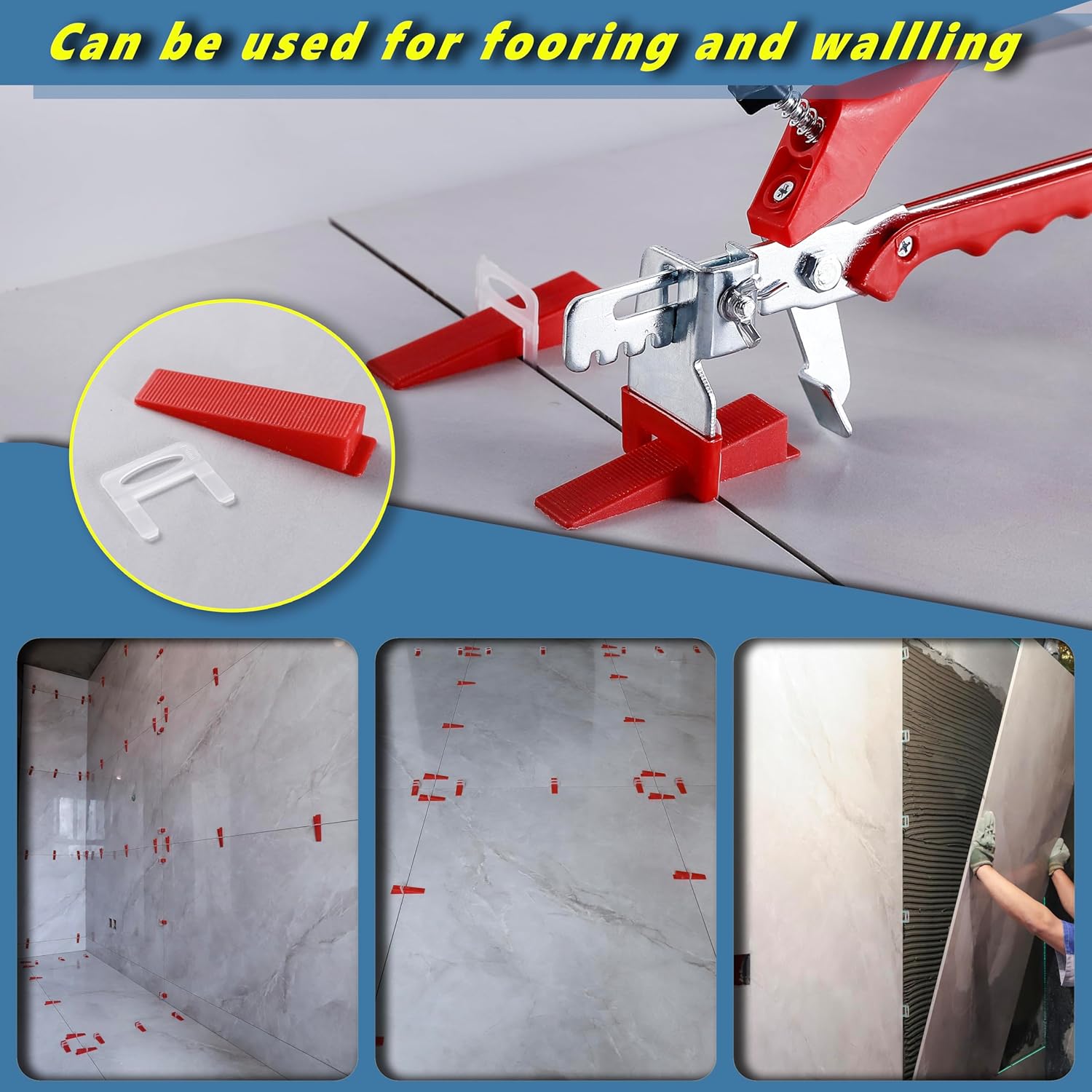 Tile Leveling System-500 pcs 1/16inch Tile Spacers + 150 pcs Tile Wedges + 1 pcs Tile Leveling Clips+ 500 pcsTile spacers(1/12inch) A Tile Tools Kit for Adjustinc Ceramic Tile(TileSpacers 1/16 inch)