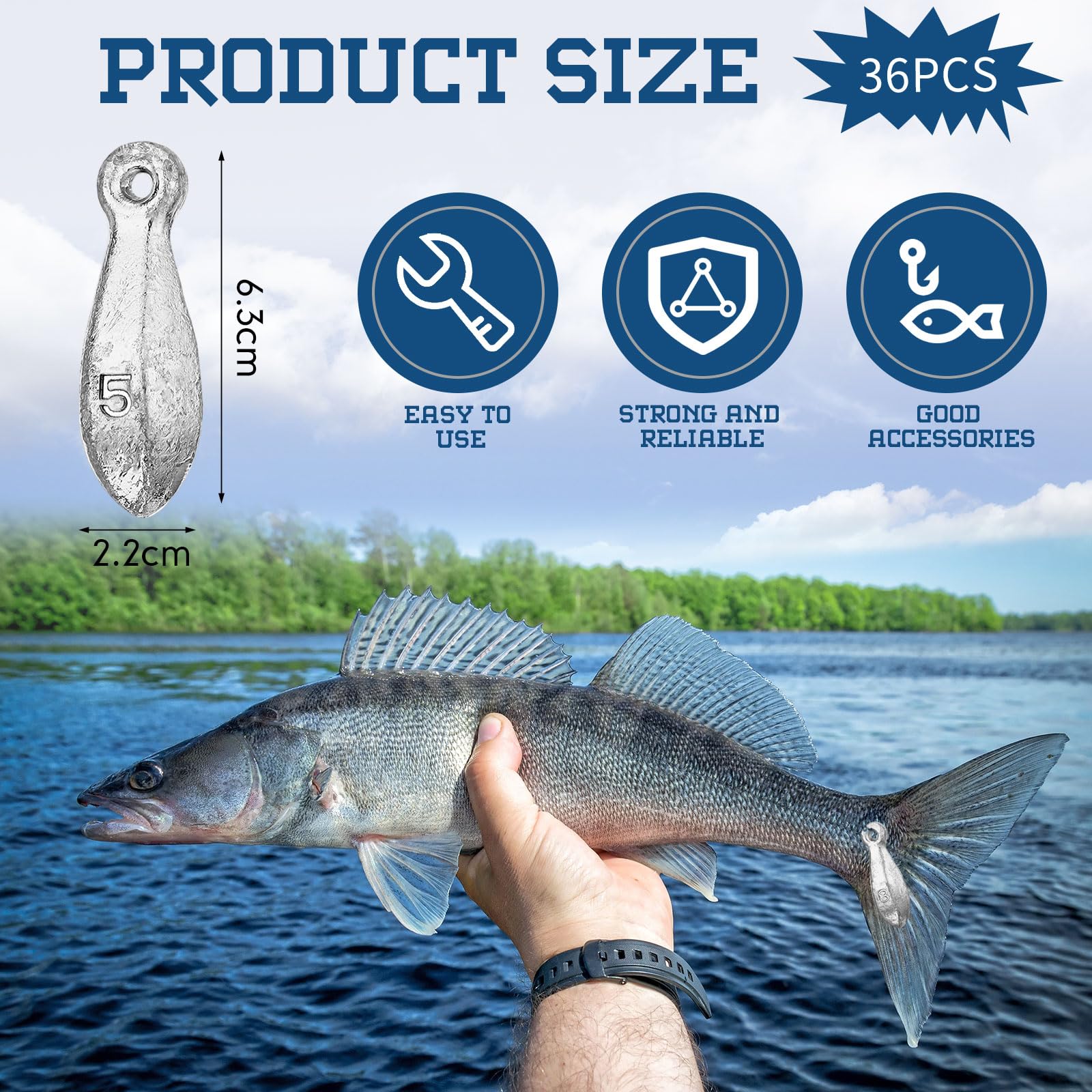 Glimin 36 Pcs Bank Sinkers Fishing Weights Sinkers Weights for Surf Ocean Saltwater Freshwater Surf Bass Catfishing Fishing Casting Gear Tackle(5 oz)
