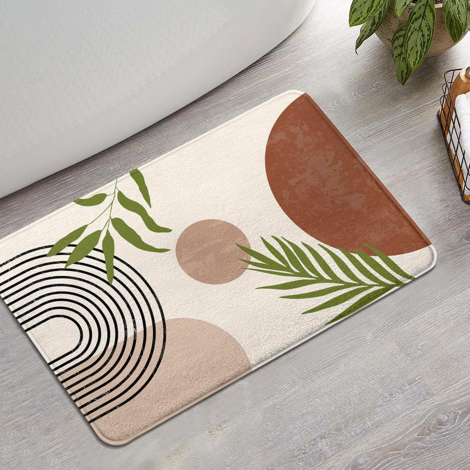 Boho Bathroom Rugs NonSlip Small Bath Mat, Cute Bath Mat