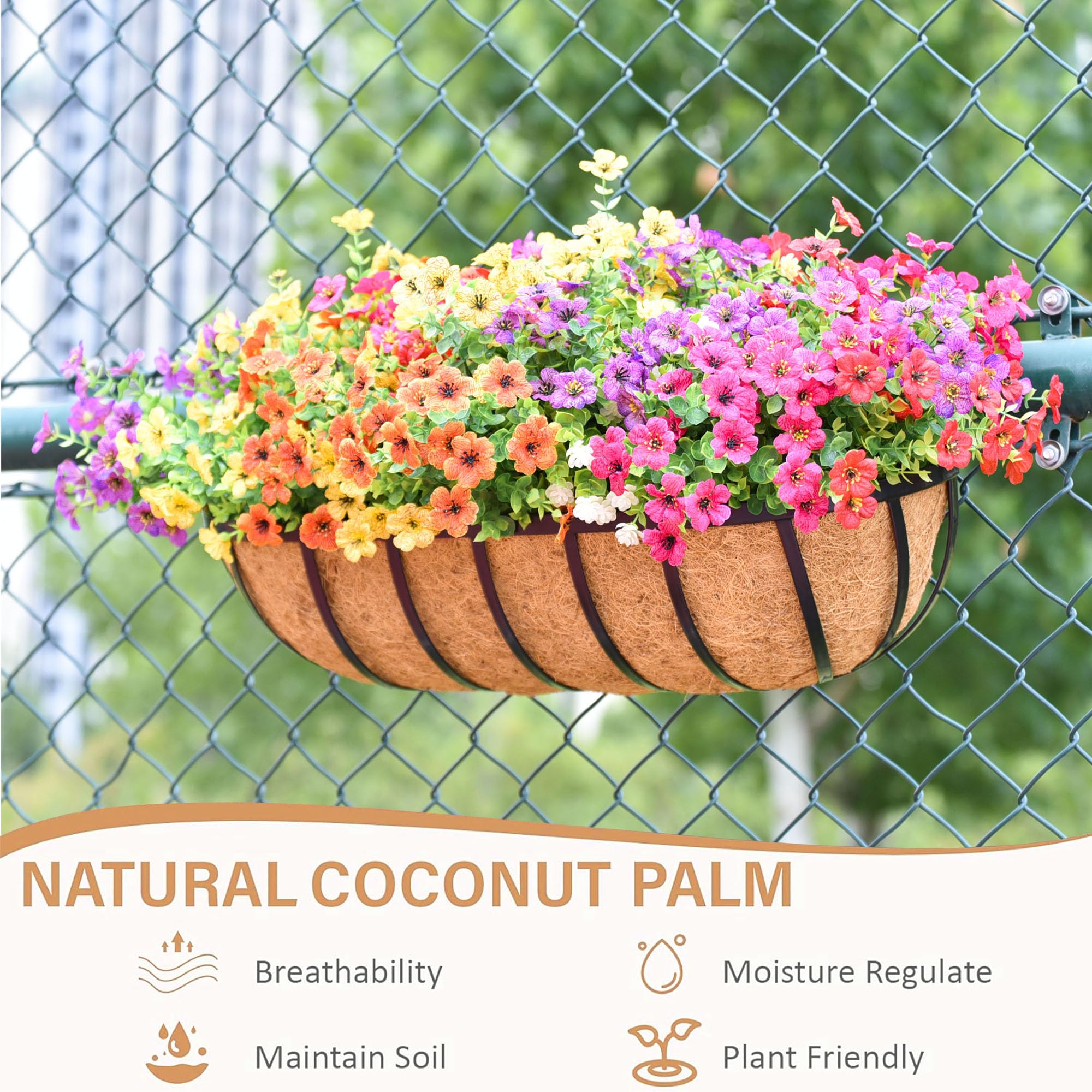 Railing Planter Box Window Box Railing Planters With Coco Liners (2 Pack,  16 Inch) - Metal Hanging Flower Boxes For Deck, Balcony, Fence Fence  Planters