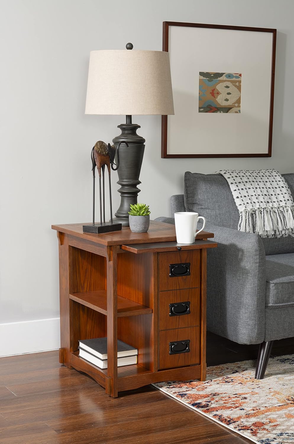 Powell Furniture Mission Oak Powell Magazine Cabinet Table, 22.5"L x 18.125"W x 24"H