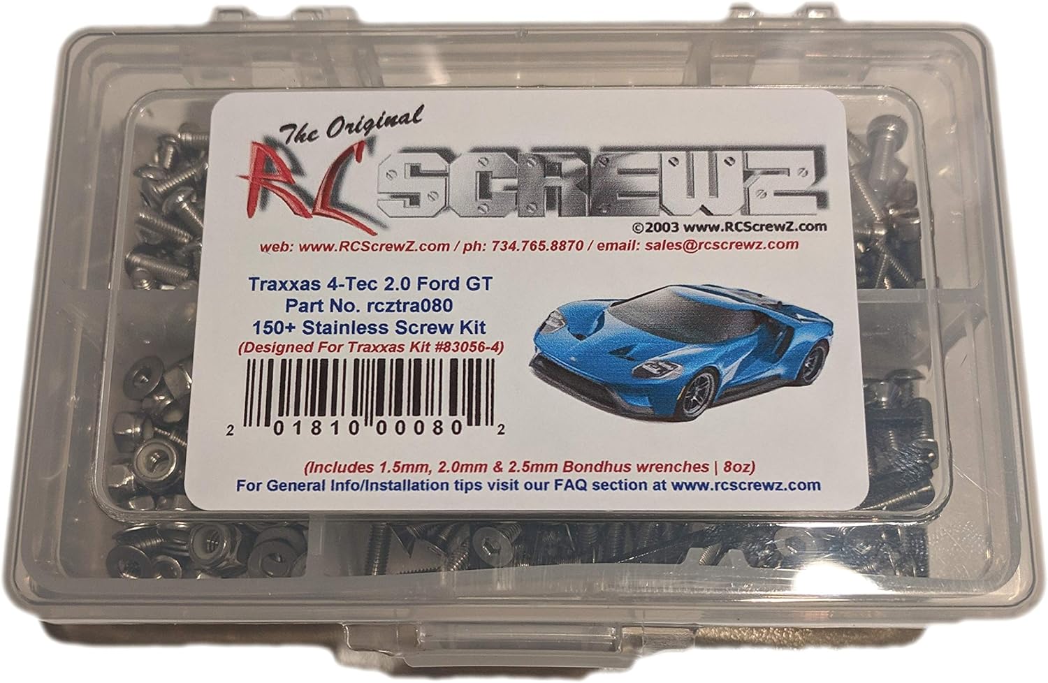 TRA080 - Compatible with Traxxas 4-Tec 2.0 Ford GT (83056-4) Stainless Steel Screw Kit