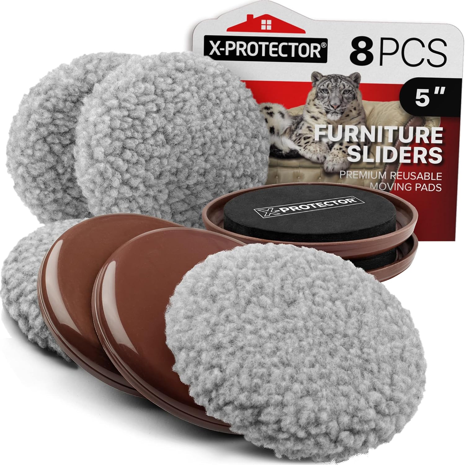 Furniture Sliders X-PROTECTOR - 4 4 Pack 5 - Multi-Surface Furniture Sliders for Carpet Hard Floors - 4