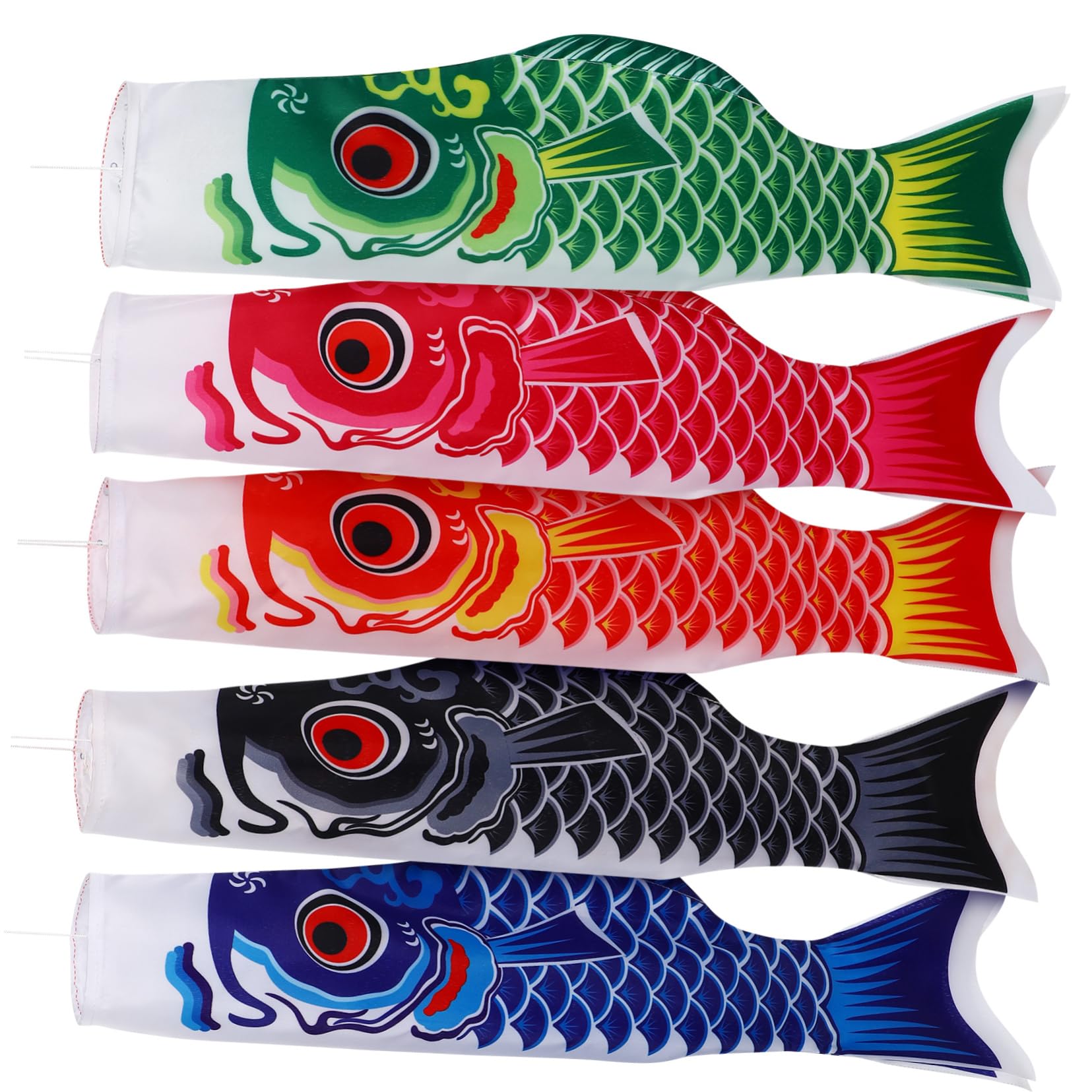 Drapeaux carpe stylée japonaise en satin avec système pour suspendre