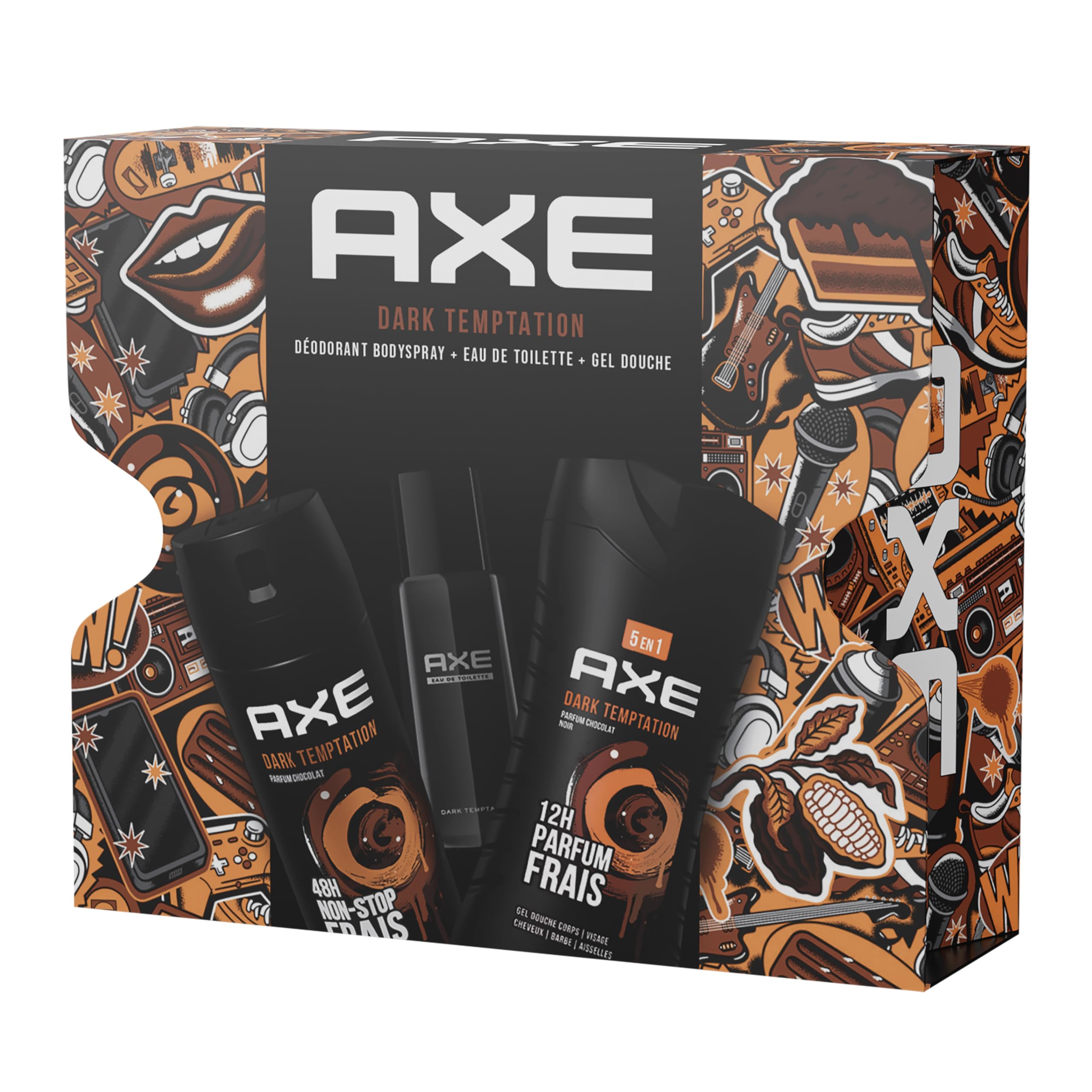 Axe Coffret Homme Dark Temptation Déodorant, Eau de Toilette Gel Douche x1
