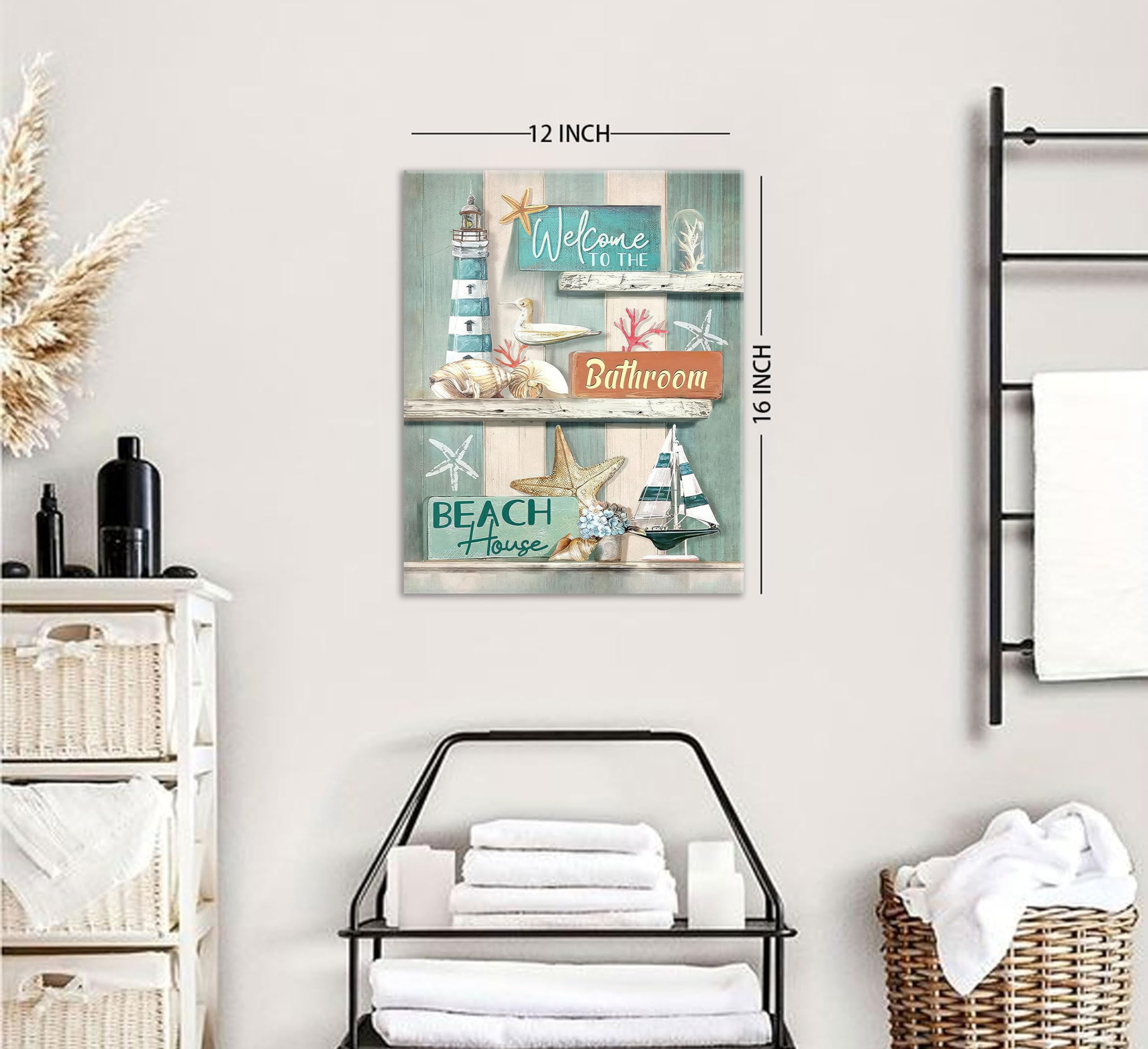Snapklik.com : Farmhouse Bathroom Canvas Wall Art Rustic Beach Bathroom ...