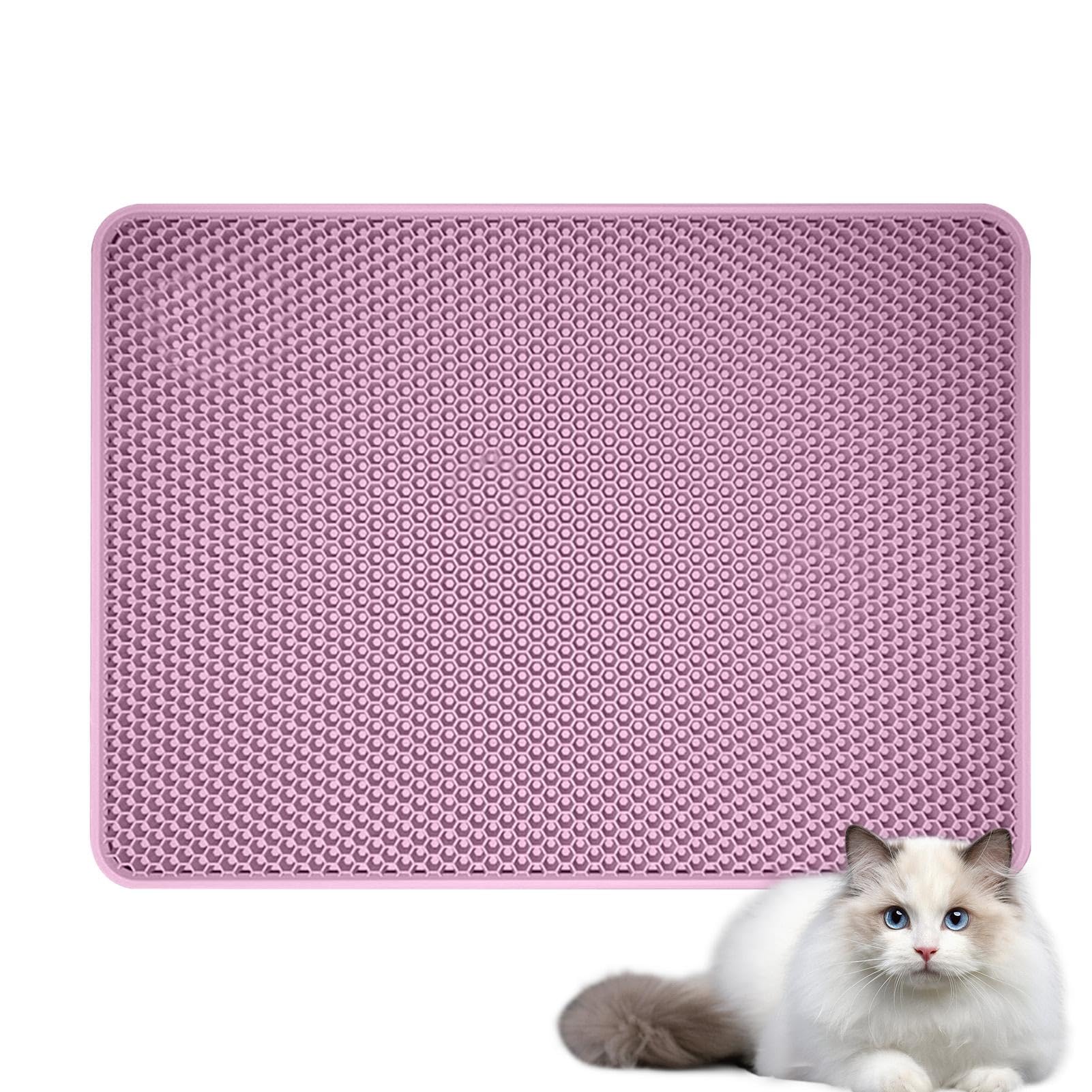 Tapis de litière pour chat | Tapis récupérateur de litière avec design | double couche – Tapis de litière imperméable pour chat pour le sol, tapis récupérateur de litière pour moins de déchets