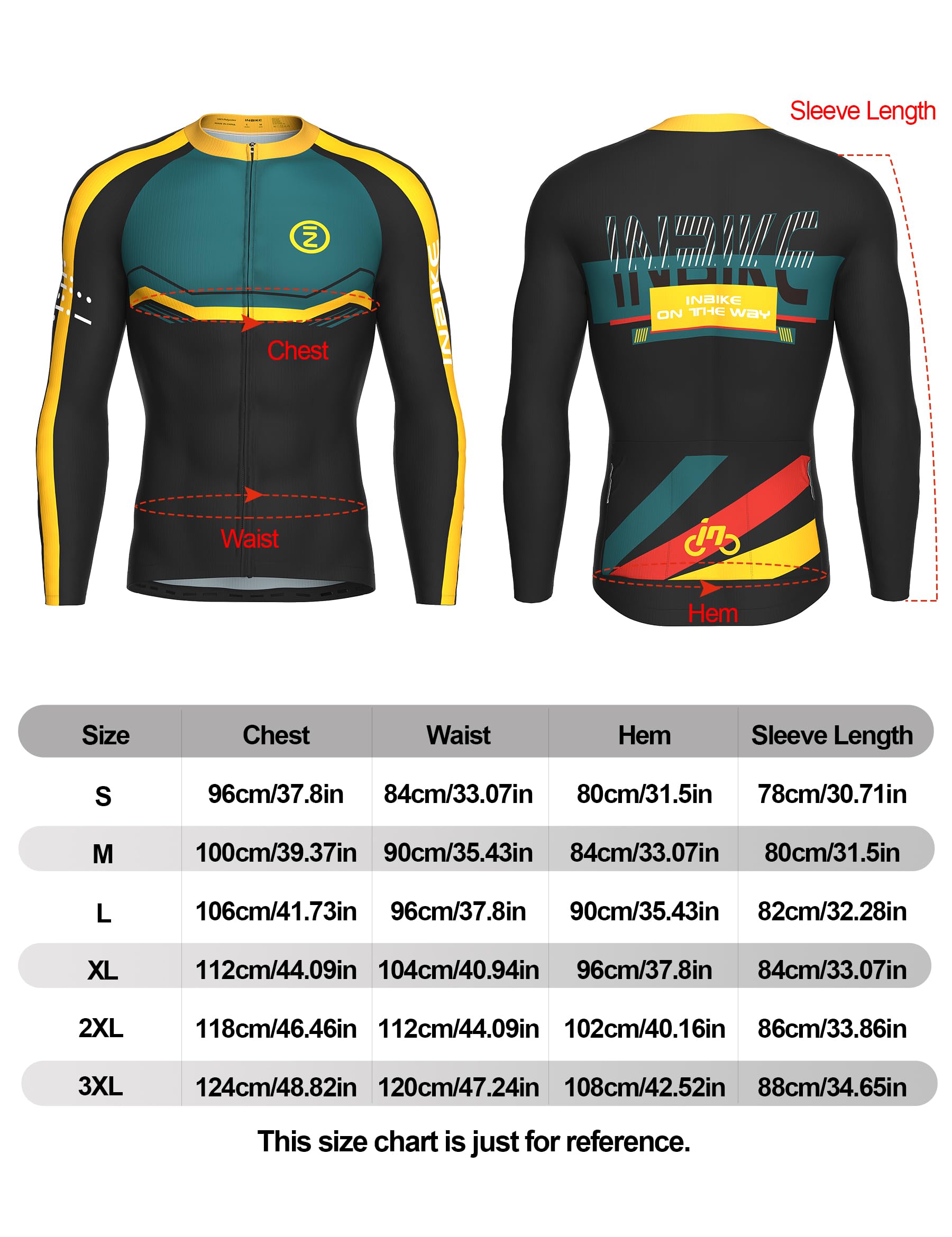 INBIKE Tenue Cycliste Homme Hiver Maillot Manche Longue+Cuissard Long Velo De Route Vtt Vêtements Respirant