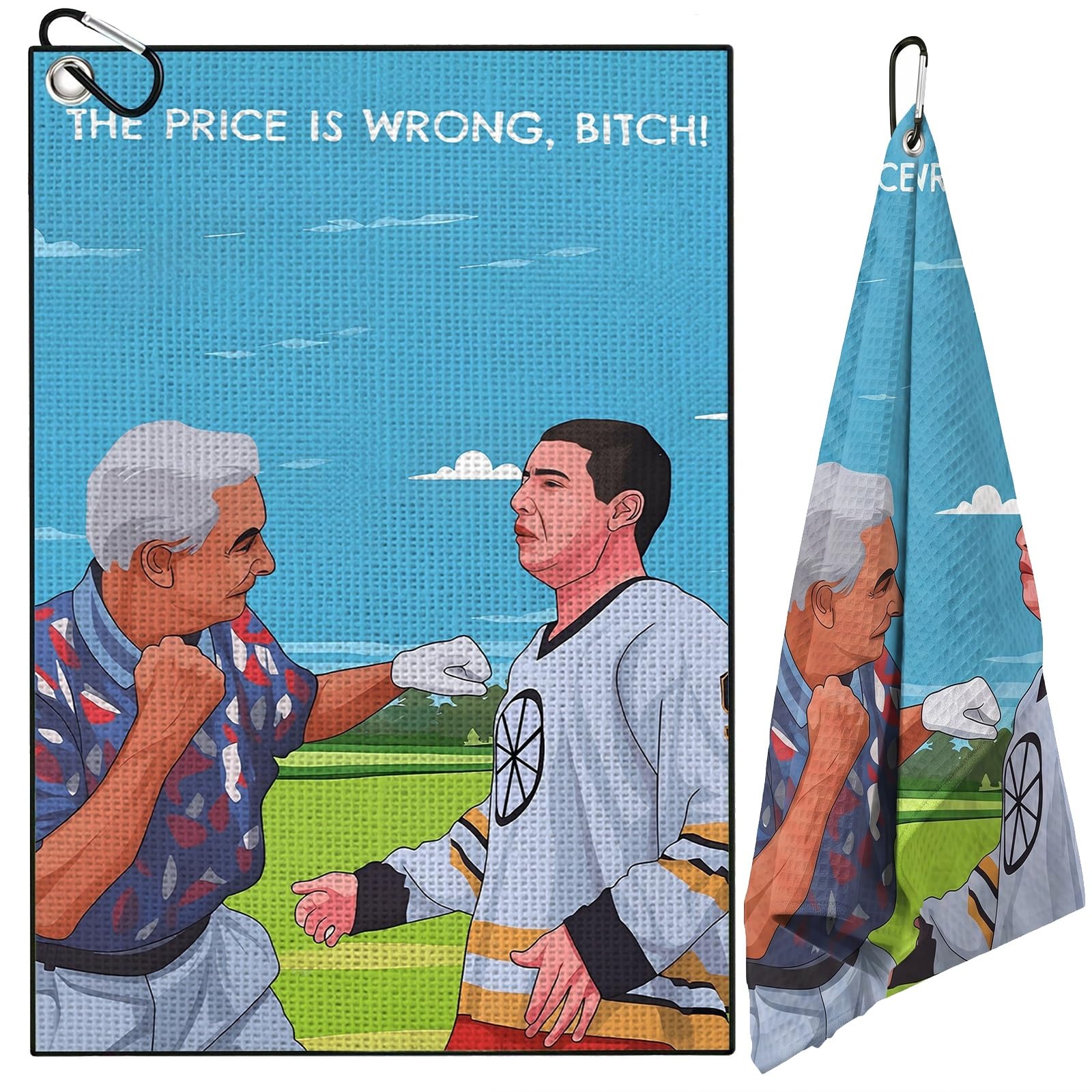 TUKRKRS The Price Is Wrong, Bitch! Print Microfiber Golf Towel with Aluminum Hook - 15.75"x23.62" for Men Women - Quick Dry Absorbent for Cleaning Clubs Balls Hands