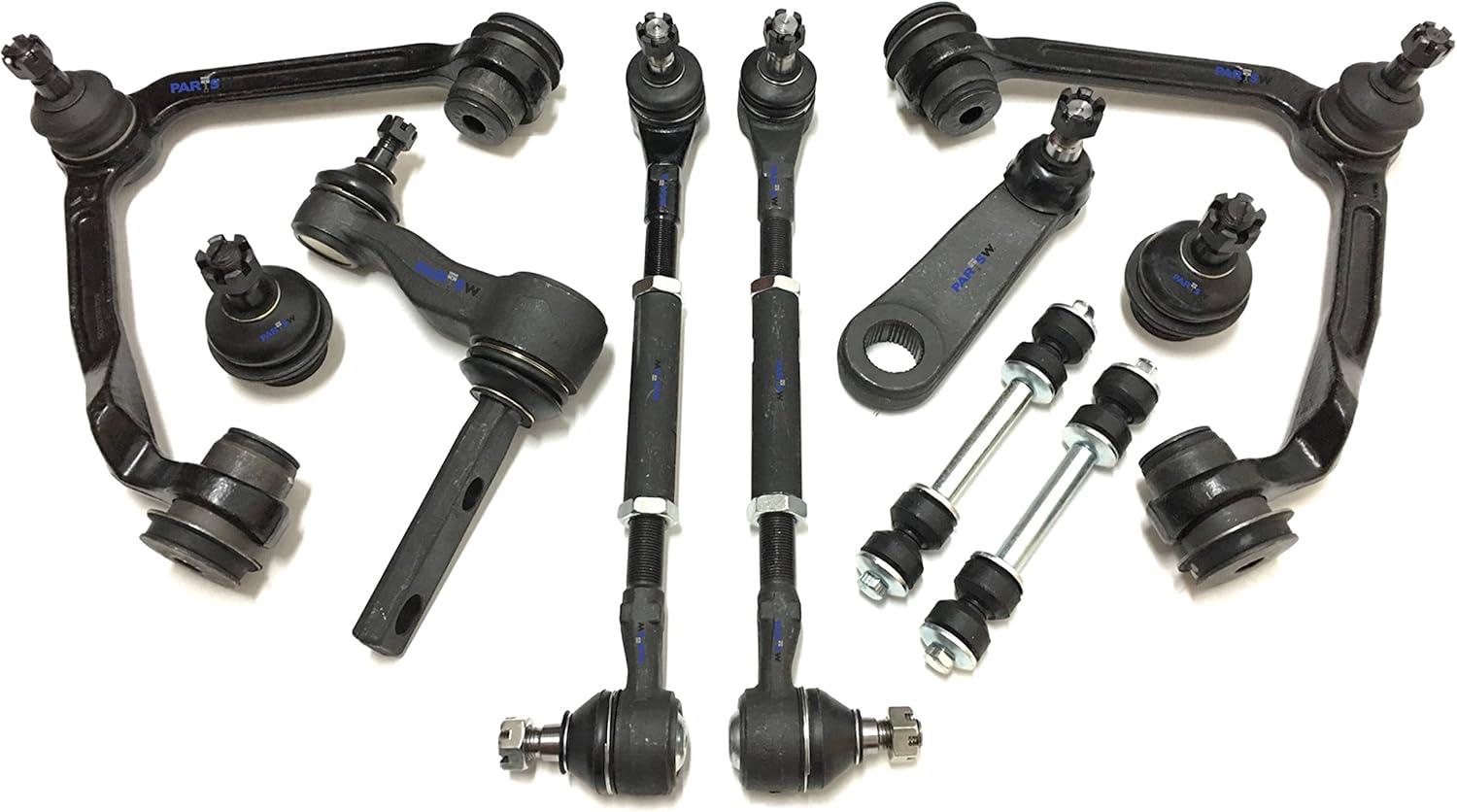PartsW - 20 Pcs Complete Front Suspension and Steering Kit Front Upper Control Arms, Sway Bar End Link,Front Lower Ball Joints, Front Inner & Outer Tie Rod Ends, Idler Arm (With 2.5" Bolt Pattern) 4WD